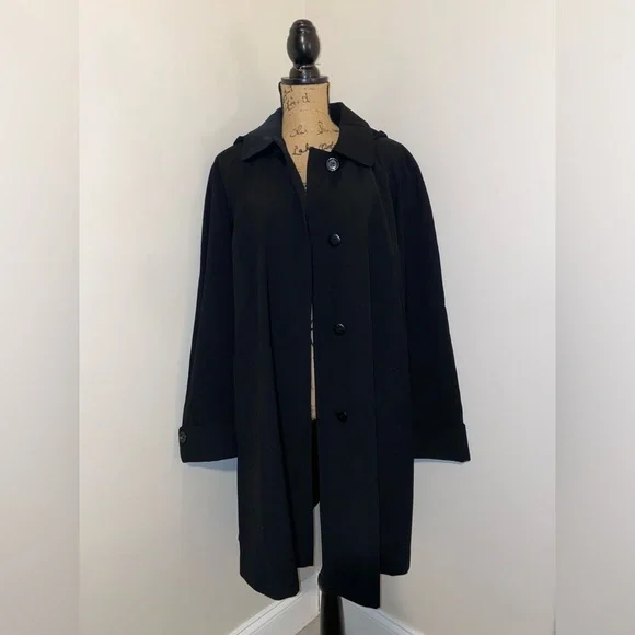 Gallery Woman Elegant Black Jacket/Trench Coat - Picture 1 of 7